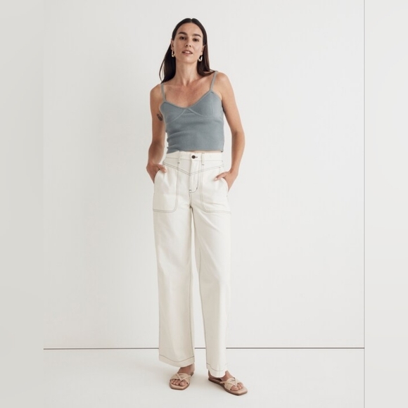 Madewell 23 Perfect Vintage Wide-Leg Jean Utility Pant In Garment-Dyed Canvas 23 - Picture 1 of 15